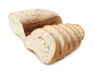 Cut loaf of bread isolated on white