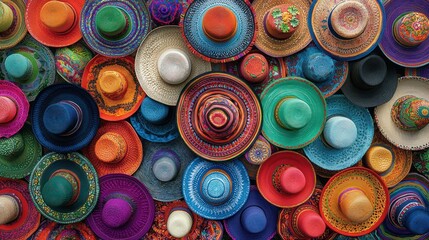 Vibrant array of colorful handcrafted hats