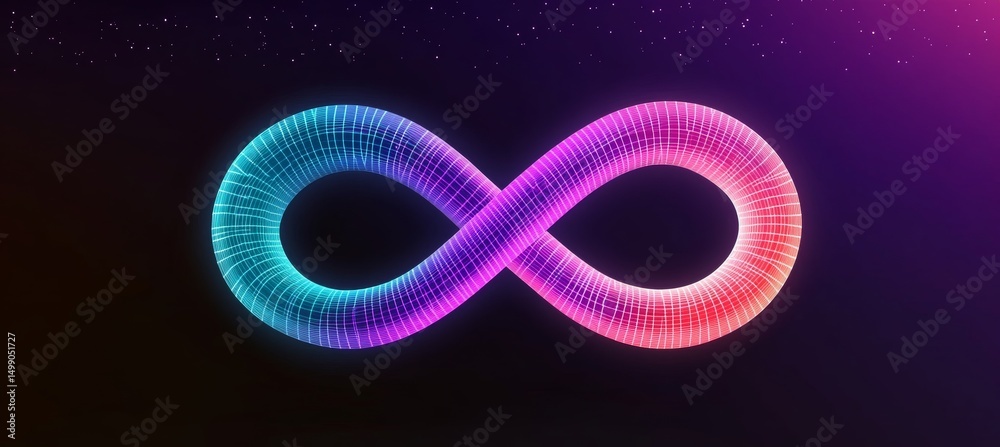Canvas Prints abstract infinity loop a colorful, glowing symbol of eternity set against a dark background