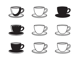 Simple elegant coffee cup line art drawing for branding