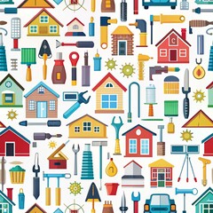 Naklejka premium seamless pattern with houses