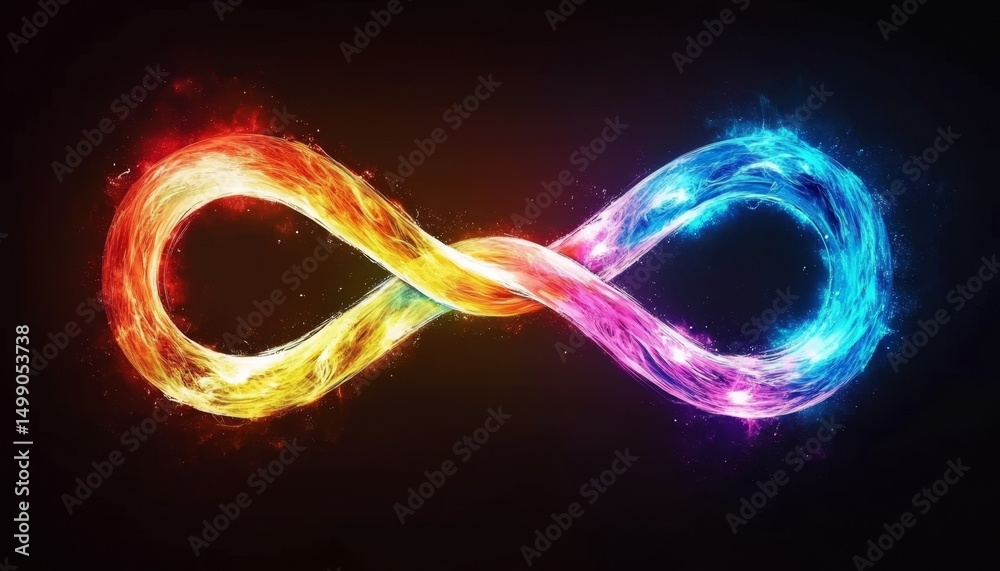 Canvas Prints abstract infinity loop in vibrant colors, seamless and energetic design on a dark background