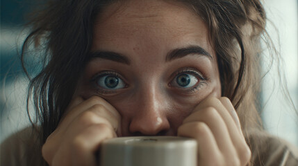 Exhausted young woman rubbing tired eyes with visible dark circles and messy hair, feeling sleepy and fatigued at home or office. Stress, insomnia and burnout concept.