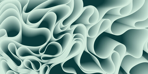 Abstract layered wave background. Flowing 3D paper curves. Modern fluid structure.