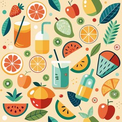 seamless background with cocktail