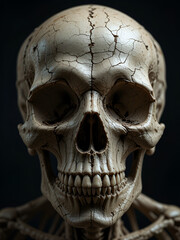Obraz premium Human skull close up studio shot dark background anatomical study skeletal structure cranium bone texture macabre death mortality anatomy