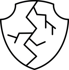 Cracked Shield Icon for Graphic Design, Web Sites, Cards, Books, Articles
