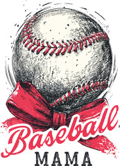 Retro Baseball Mama &ndash; Checkered Adobe Illustration Artwork for Sports Mom Sublimation Designs