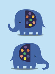 Adorable Colorful Elephant Illustration A Playful Design Featuring Two Charming Elephants with Artistic Palette Bellies