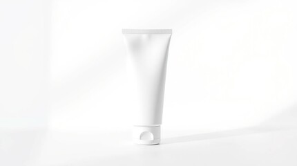 A photorealistic blank white cosmetic tube for cream or lotion, presented as a clean minimal packaging mockup on a white background with soft shadows.