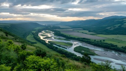 view of the river and mountains greenery around.