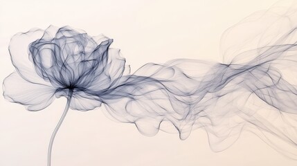 Ethereal Smoke Flower with Delicate Transparency and Flowing Lines on Soft Background