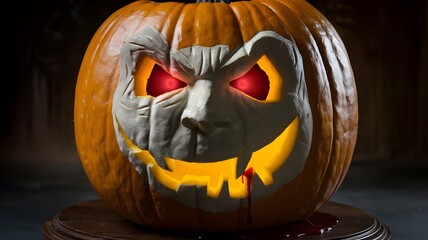 Closeup of a halloween pumpkin jack o lantern.
