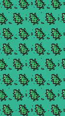 Background and banner decorated with pattern of cannabis buds icons.Vertical,portrait version.