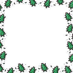 Obraz premium Background and banner decorated with pattern of cannabis buds icons.Square placeholder frame version.