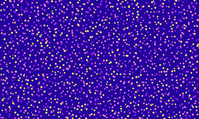 Vibrant confetti pattern on a deep purple background. Perfect for festive designs, celebrations, backgrounds, textures, and more. Evokes joy, energy, and celebration.