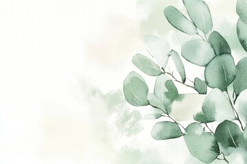 Green Eucalyptus Leaf Art Illustration