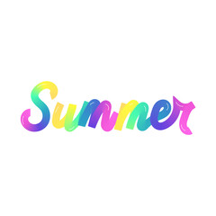 Brush lettering Summer. Summer quote color gradient on white background. Vector illustration