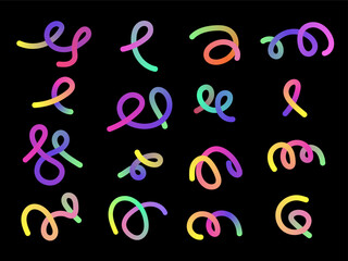 Abstract gradient rainbow  doodle curves