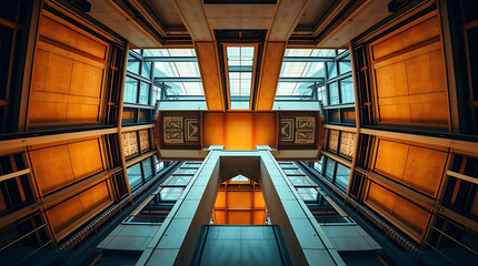 Obraz premium Modern Building Interior with Geometric Design and Natural Light