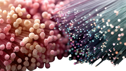 Vibrant Fiber Optics: An eye-catching composition features an intricate network of fiber optic cables, illuminated with a spectrum of colors, representing technological advancements.