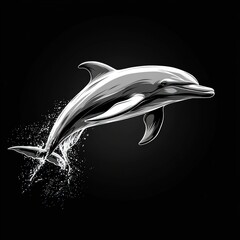 Majestic dolphin leaping, stylized graphic