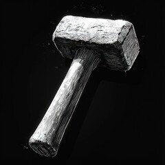 A weathered, antique-looking hammer