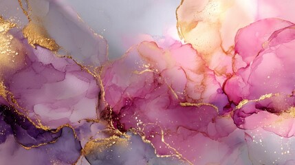elegance gradient pink purple watercolor with gold glitter painting abstract background