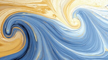 yellow and gold thick oil color flow swirl marble pattern abstract art background