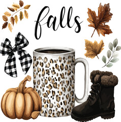 Retro Fall Basics &ndash; Vintage Autumn Adobe Illustration Artwork for Seasonal Design Projects