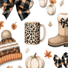 Retro Fall Basics &ndash; Vintage Autumn Adobe Illustration Artwork for Seasonal Design Projects