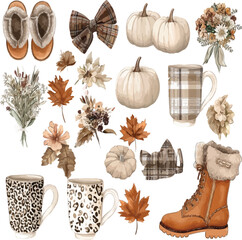 Retro Fall Basics &ndash; Vintage Autumn Adobe Illustration Artwork for Seasonal Design Projects
