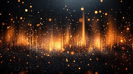 Obraz premium Golden light beams shimmer across a dark glittering background, creating a magical, elegant, and luxurious visual effect perfect for festive or glamorous themes., 32k Resolution