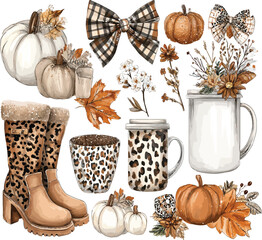Retro Fall Basics &ndash; Vintage Autumn Adobe Illustration Artwork for Seasonal Design Projects