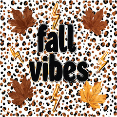 Fall Vibes Adobe Illustration art work&ndash; Bold Autumn Typography Sublimation Design for Shirts, Mugs, and Decor