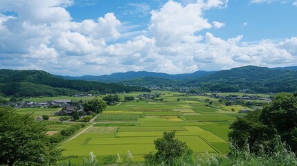 landscape with mountains and clouds