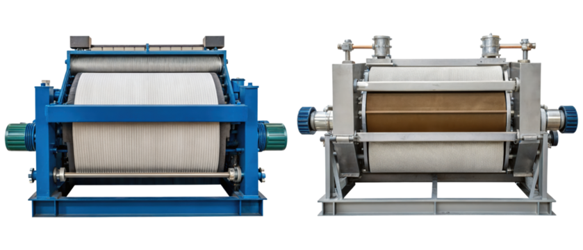 Industrial filter press used for efficient liquid separation isolated with transparent background