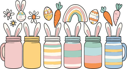 Retro Obsessive Cup Disorder Adobe Illustration &ndash; Funny Easter Coffee Sublimation Design