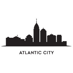 Atlantic city skyline silhouette. Black Arlington city design Vector black silhouette. with white background