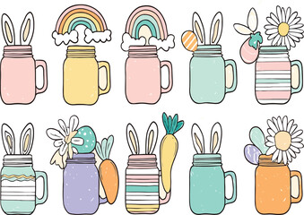 Retro Obsessive Cup Disorder Adobe Illustration &ndash; Funny Easter Coffee Sublimation Design