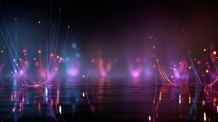 neon glitter glow light gradient glowing on dark background , ethereal cybernetic immersive abstract background