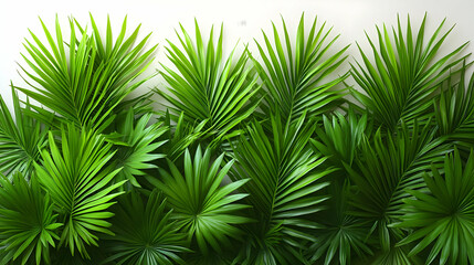 Fototapeta premium Lush Green Tropical Palm Leaves Wall Background