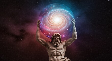 Atlas Holding Galaxy Sculpture