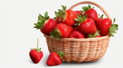 Strawberries basket isolated on a white background.