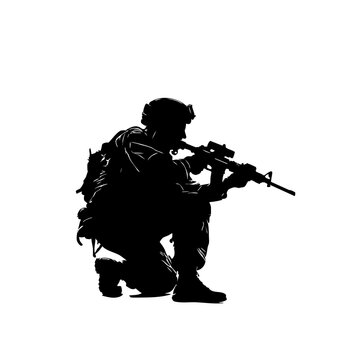 Tactical Soldier Silhouette - 8K Vector Rifleman Icon