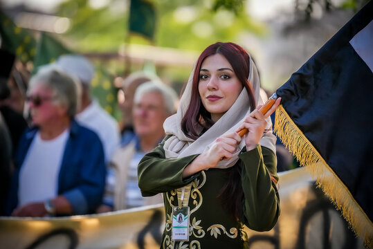 A women wearing traditional Circassian attire, minorities in Syria.