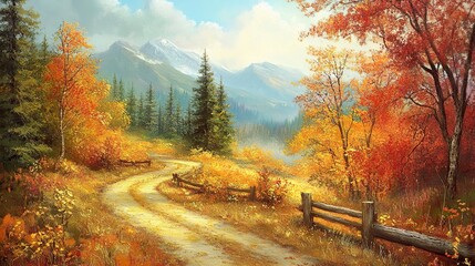 road in autumn forest