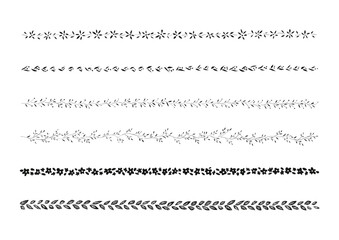 Obraz premium 花の飾り罫イラストセット（黒）