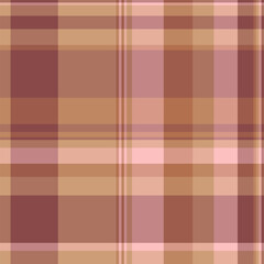 Asymmetric tartan vector fabric, dog tooth pattern texture check. Picnic blanket background plaid textile seamless in orange and red colors.