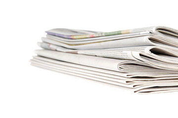 Pile of generic newspapers isolated on white background PNG